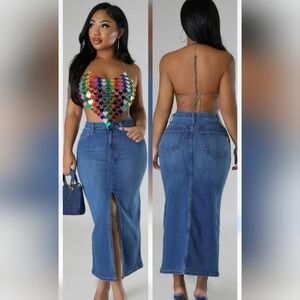 Rainbow Heart Disc Halter Top